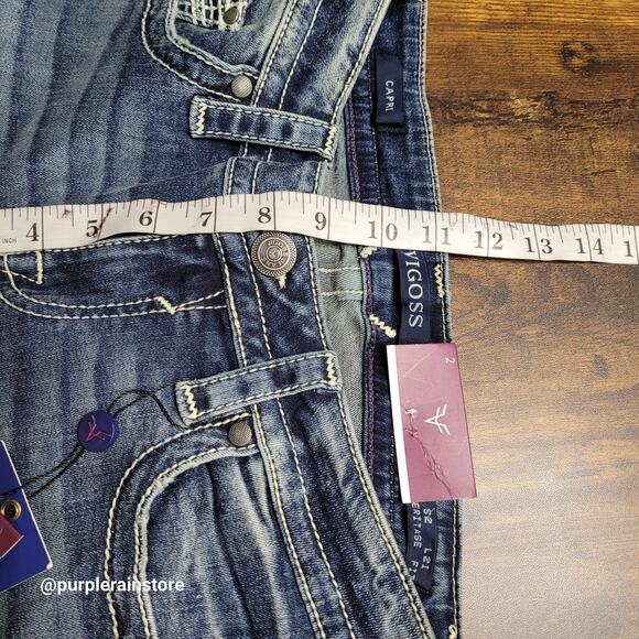 Vigoss Jeans 2 Heritage Fit Capri Mid Rise Thick Stitch Legacy Stretch Denim - Picture 9 of 13